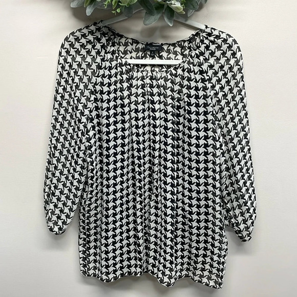 NWT Talbots 100% Silk Houndstooth Blouse with Black Camisole S - Picture 1 of 15